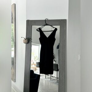 BEBE Bombshell Black Satin Timeless Body Con XS Lace Vintage Cocktail Dress